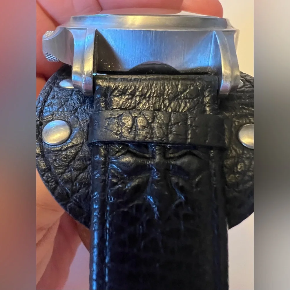 Affliction Avengers Watch Black Leather Studs Strap Winged Skull Tattoo Art Men - Picture 8 of 16